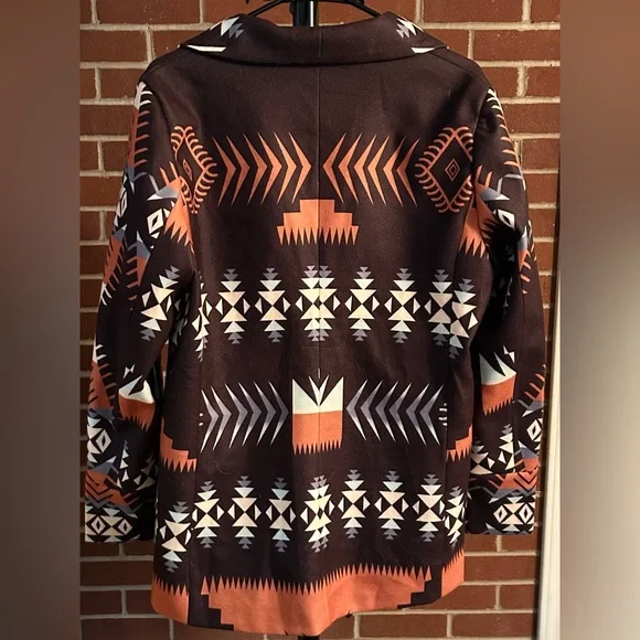 Boho Western Aztec Print Blazer‎ Jacket Southwestern Rustic Festival - Picture 4 of 10